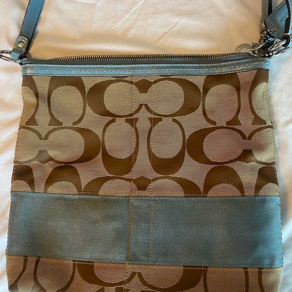Coach Signature C Brown & Blue Canvas Bag AND Wallet - Picture 8 of 16